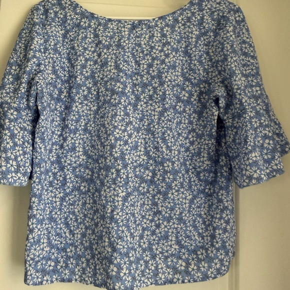 SHEIN Light Blue Daisy Print Flutter Sleeve Top - Picture 3 of 3